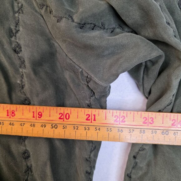 Embroidered Ivy Boho Jacket Large 90s TENCEL Olive Green USA Deadstock - Picture 9 of 10